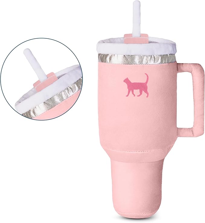 PUPROAR Kitty Cup Catnip Toy - Easter & Birthday Cat Gift Toy with Catnip & Crinkle, Funny Gift for Girl Indoor Kitten (Pink Peach Dust)