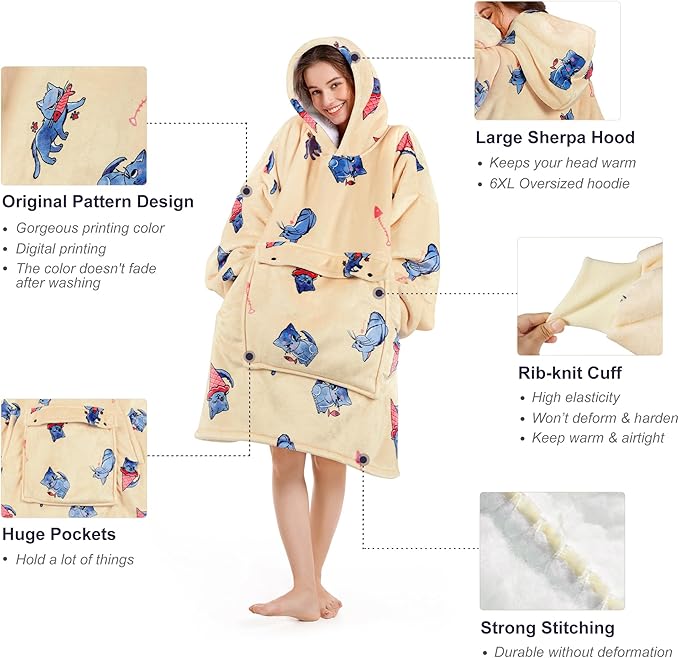 Narecte Cozy Oversized Blanket Hoodie Wearable Blanket Adults Soft Hooded Blanket Hoodie Birthday Gifts for Women Christmas