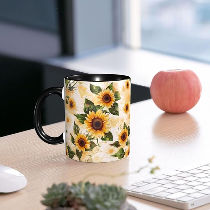 Sunflower Coffee Mug 11OZ Funny Ceramic Tea Cup Kitchen Decor Novelty Mugs for Home Office Travel