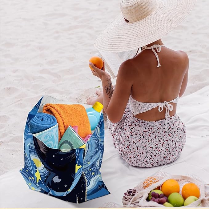 Hanamiya Na Tote Bag with Zipper Pockets, Tote Bag Reusable Shopping Grocery Bags Birthday Gifts for Women, Weekender Bags