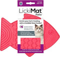 LickiMat Felix, Fish-Shaped Cat Slow Feeders Lick Mat, Boredom Anxiety Reducer; Perfect for Food, Treats, Yogurt, or Peanut Butter. Fun Alternative to a Slow Feed Cat Bowl or Dish, Pink