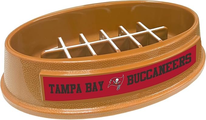 NFL Super-Bowl Tampa Bay Buccaneers Slow Feeder Dog & Cat Bowl. Football Design for Healthy Digestion. Non-Slip for Large & Small Pets