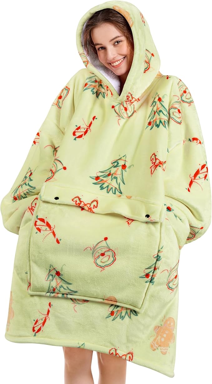 Narecte Cozy Oversized Blanket Hoodie Wearable Blanket Adults Soft Hooded Blanket Hoodie Birthday Gifts for Women Christmas