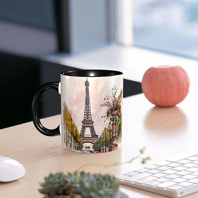 Paris Eiffel Tower Coffee Mug 11OZ Funny Ceramic Tea Cup Kitchen Decor Novelty Mugs for Home Office Travel