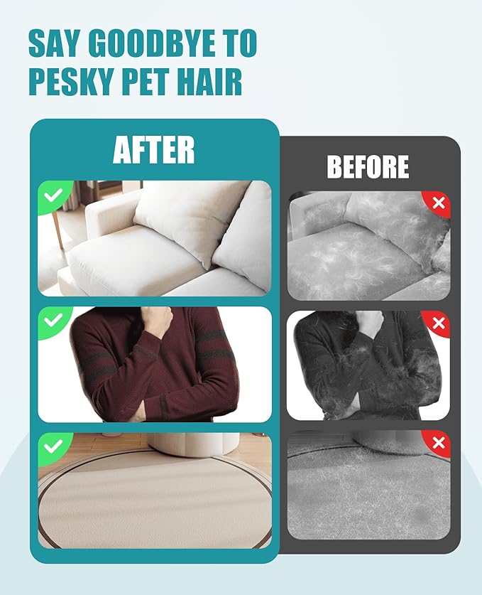 Pet Hair Removal Brush for Couch, Durable, Reusable, Washable Lint Cleaner for Dog and Cat Hair, Gentle on Furniture, Effective on Carpets, Clothing, Bedding-Basic