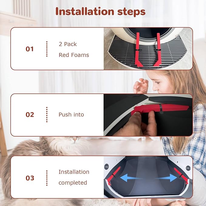 Foams Compatible with Els Pet Litter Box, 12-Pack Red EVA Anti-Spill Strips, Precision Laser-Cut Seal for Self-Cleaning Cat Litter Box to Prevent Litter Spilling