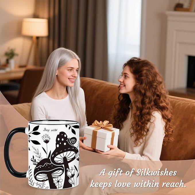 Mushroom Gifts for Women, 11 Oz Boho Coffee Mug, Mothers Day Birthday Gift for Woman, Hippie Gifts for Women, Mushroom Cup, Cute Coffee and Tea Mug Microwave & Dishwasher Safe