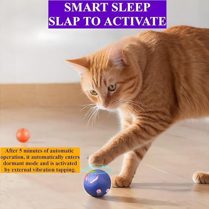 Upgraded Automatic Cat Ball Dog Toy, Smart Rolling Ball Toy for Dog Cat, Electric Balls for Self Moving Interactive Cat Toys (Blue)