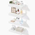 Floating Shelves for Wall, Bathroom Shelves Over Toilet, Wall Shelves & Book Shelf for Room, Hanging Shelf, Modern Wooden Wall-Mounted Small Floating Shelves, 12x7x1.5 in (White, Set of 4)