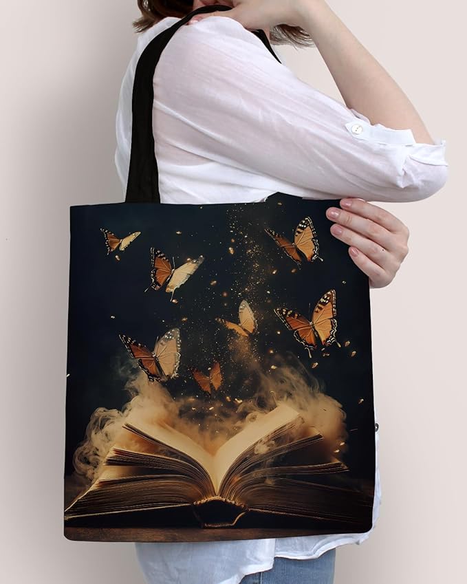 Canvas Tote Bag for Women Aesthetic Reusable Grocery Shoulder Bag for Shopping Work Travel Beach Teacher-05