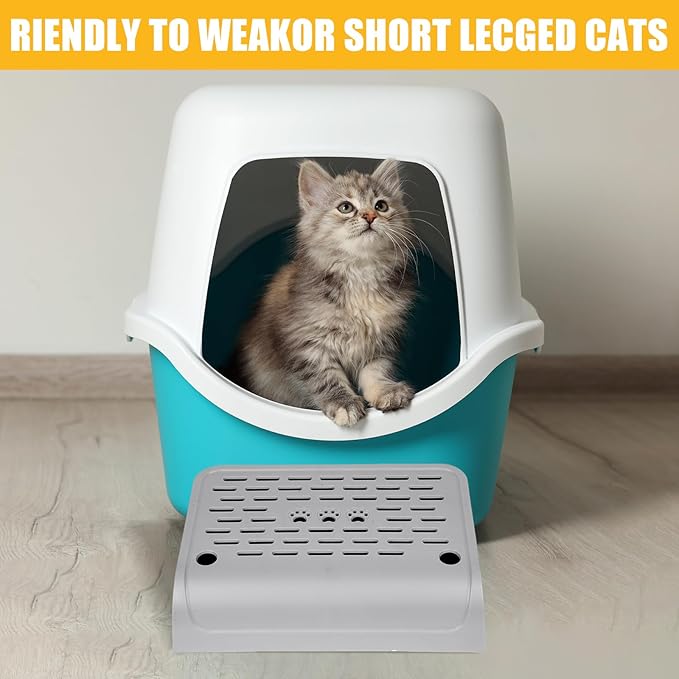 Litter Box Step, Cat Ramp for Litter Automatic Cat Litter Box Self Cleaning with Filter Function, Anti-Litter Tracking Pets Pedal Step Stool Litter Catcher Tray 11.8x8.7x3.9In(Gray)