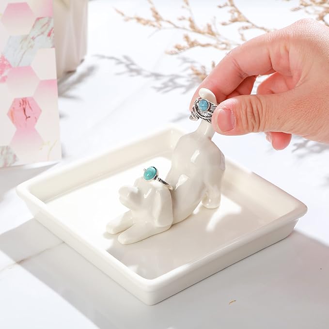 PUDDING CABIN Dog Mom Gifts for Women, Dog Ring Holder Dish Jewelry Holder, Dogs Lover Gift for Women Friends Female Mom Grandma Aunt as Mothers Day Birthday Wedding Christmas Gift