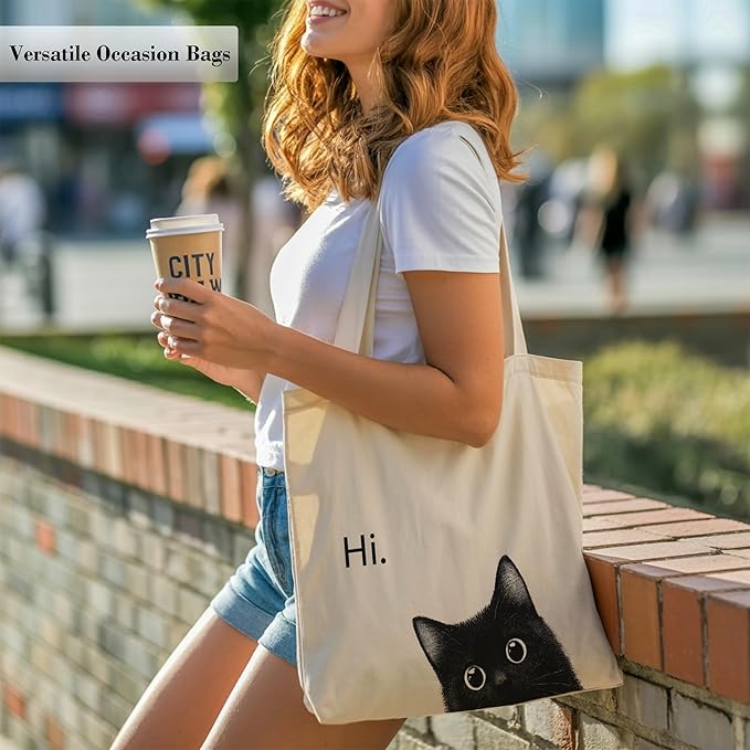 Pets Lover Gifts Tote Bag for Women, Dogs Cats Bee Aesthetic Canvas Bag with Inner Pocket
