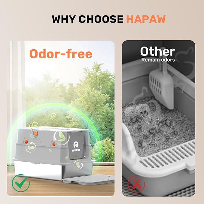 Stainless Steel Litter Box with Lid, Anti-Leakage Enclosed Metal Litter Box, Flip-Top Extra Large Kitty Litter Pan with Scoop & Pedal, Odor Free, Front & Top Dual Entry, Light Gray