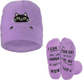 Cat Beanie and Funny Socks for Women - Cute Warm Gifts for Cat Lovers