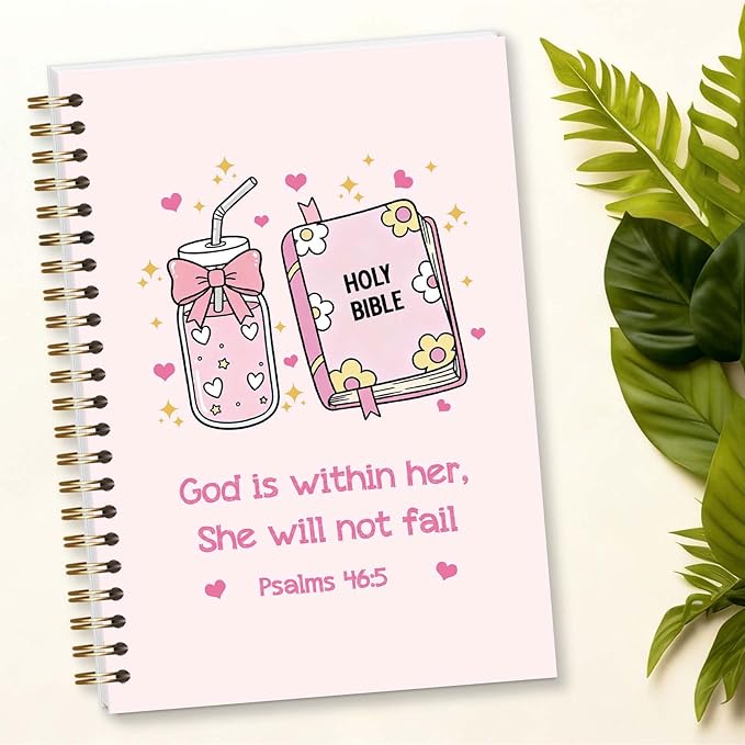 Bible Journal Spiral Notebook, Coquette Preppy Bible Study Supplies, Christian Gifts for Women Girls, 5.5x8.3 Inch - A06
