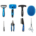 8 in 1 Pet Grooming Kit for Dogs & Cats – Deshedding Brush, Undercoat Rake, Slicker Brush, Nail Clipper, Scissors & Bath Brush for All Coat Types