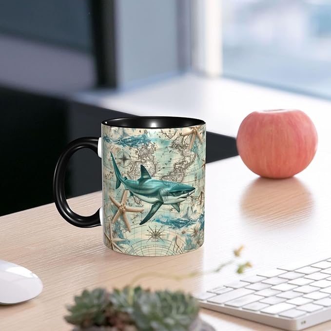Shark Coffee Mug 11OZ Funny Ceramic Tea Cup Kitchen Decor Novelty Mugs for Home Office Travel