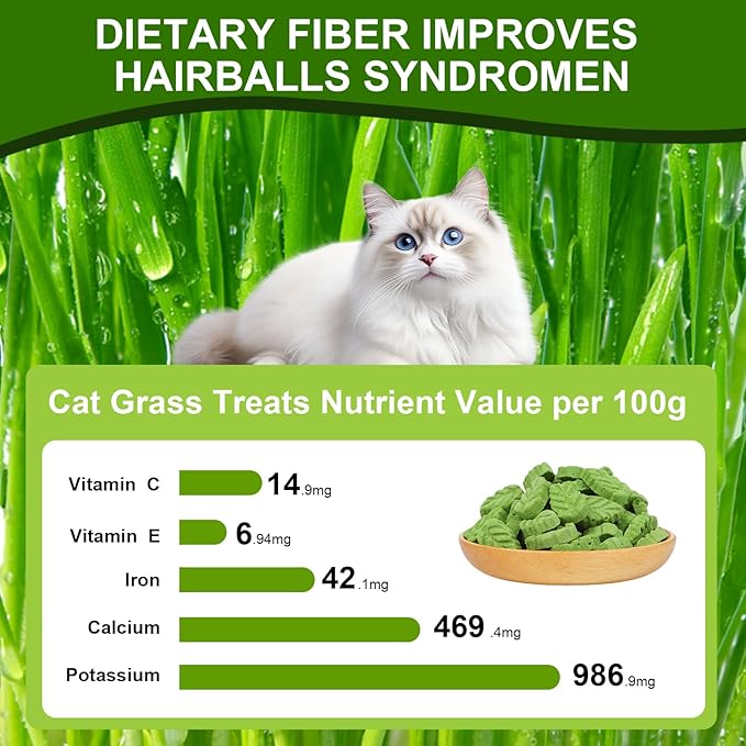 130g/4.59oz Cat Grass Treats, Cat Grass Teething Stick, Natural Hairball Treatment for Cats, Edible Cats Chew Sticks Toy Cat Treats Snack for Teething Cleaning Hairball Removal