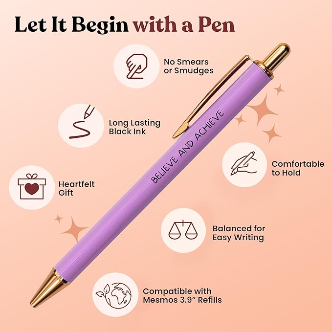 MESMOS 3pc Fancy Pen Set, Graduation Gifts for Women Class of 2026, German-Ink, 1mm Swiss-Tip, College & High School Graduation Gifts, Congrats Grad Gift for Graduates