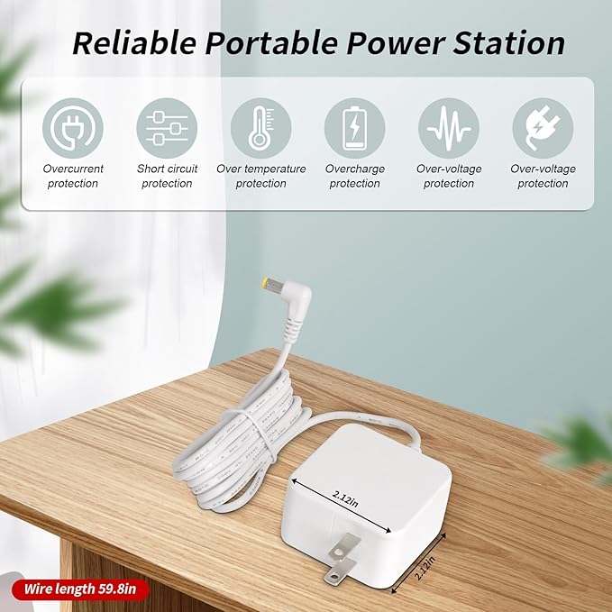 DuckSky 12V Power Adapter Replacement Part for 65L+9L Self Cleaning Cat Litter Box, White Charger, Compatibility Automatic Box