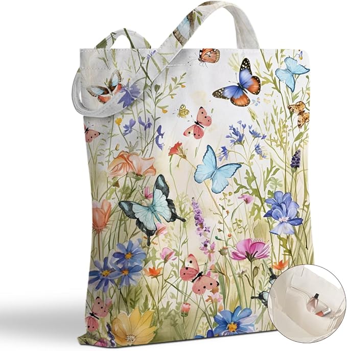 Hanamiya Na Tote Bag with Zipper Pockets, Tote Bag Reusable Shopping Grocery Bags Birthday Gifts for Women, Weekender Bags