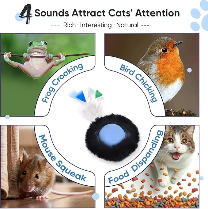 ORSDA Cat Toys for Indoor Cats, Interactive Activated Moving Ballt, Automatic Fast Rolling Ball for Adult Cats, Exercise Kicker Mouse Catching Game