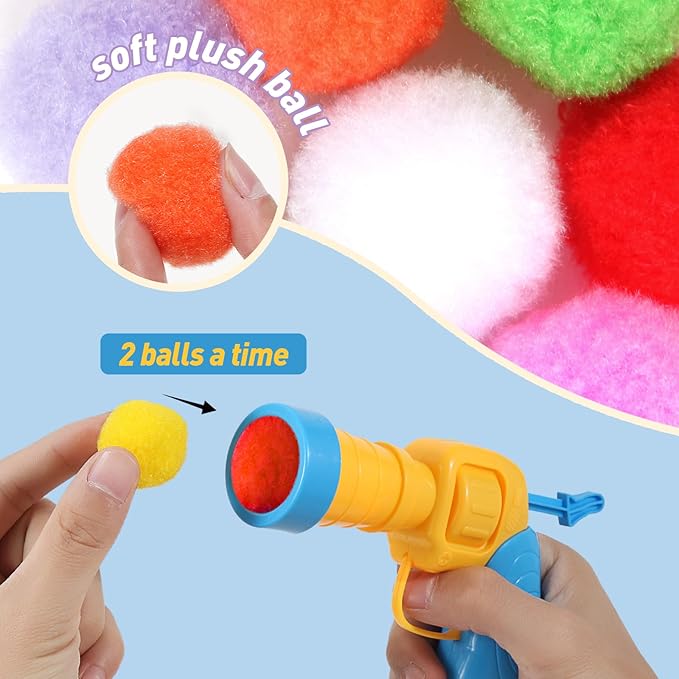 Cat Ball Toy Launcher Gun 34pcs Cat Toys for Indoor Cats Interactive Kitten Toys for Bored Indoor Adult Cats