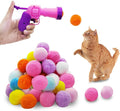Andiker Cat Toy Balls Set, 30pcs Plush Cat Pom Pom Balls&a Plastic Launcher Set for Kitten Catch&Fetch Interactive Cat Toy with Colorful&Soft Cat Balls for Indoor Cats to Keep Fit (Pink 30pcs)