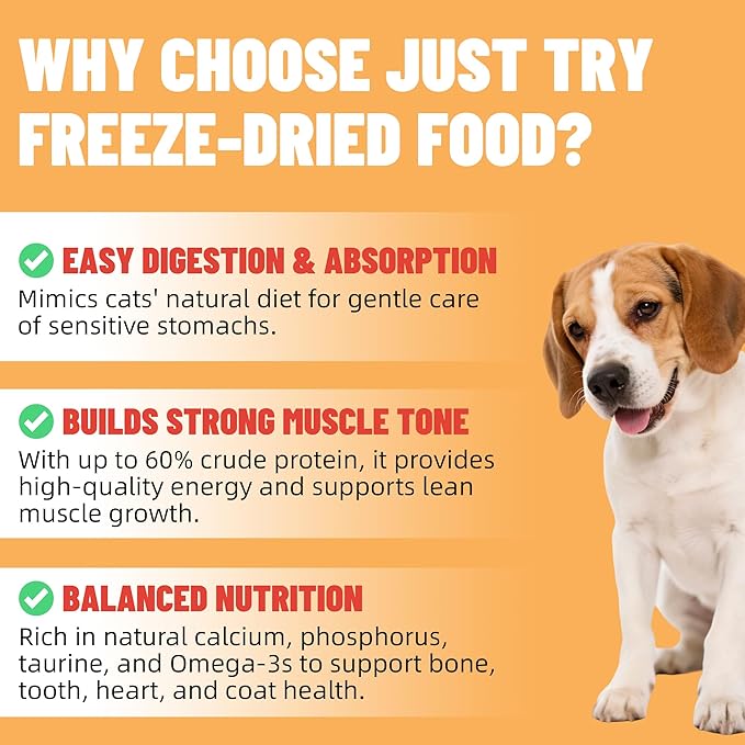 Just Try 16OZ Freeze-Dried Dog Treats Mixed Flavors for Dogs & Cats Raw Single Ingredient Chicken,Salmon, Beef Liver,Chicken Liver,Chicken Heart,Duck,Cod,High Protein Grain-Free Training Treats