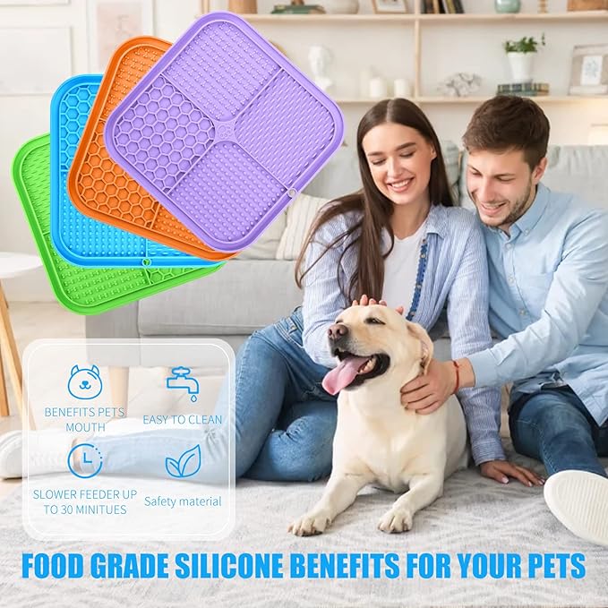 Lick Mat for Dogs, Premium Lick Pad with Suction Cups for Dog Anxiety Relief, Slow Feeder Dog Bowls, Bathing, Grooming and Training.