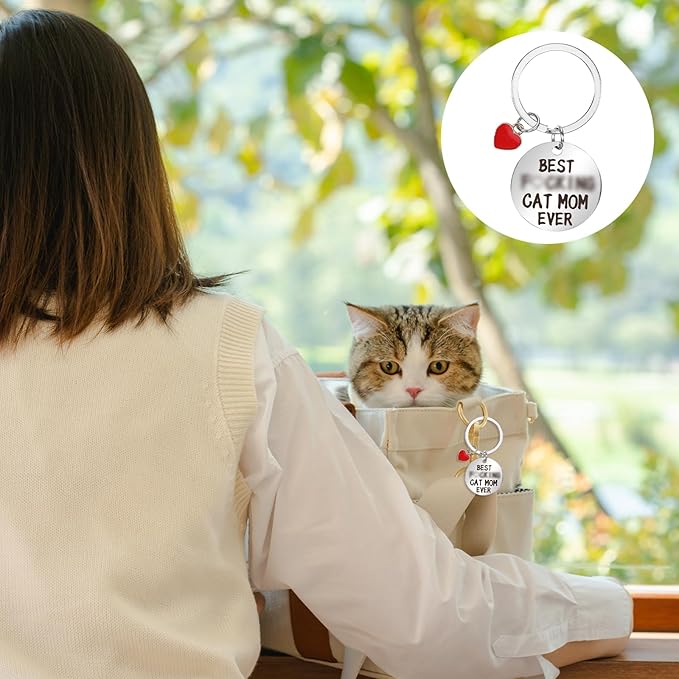Cat Mom Gifts for Women Funny Gifts for Cat Lovers Pet Owners Iced Coffee Glass Cup with Lid and Straw Mom Keychain Socks Close Friend Cup Birthday Christmas Mothers Day Present
