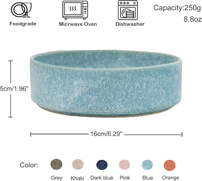 Ceramic Slow Feeder Bowl, 6.69 x 5.7 inches, Elevated Design with Paw Pattern, for Cats and Small Dogs (Blue)