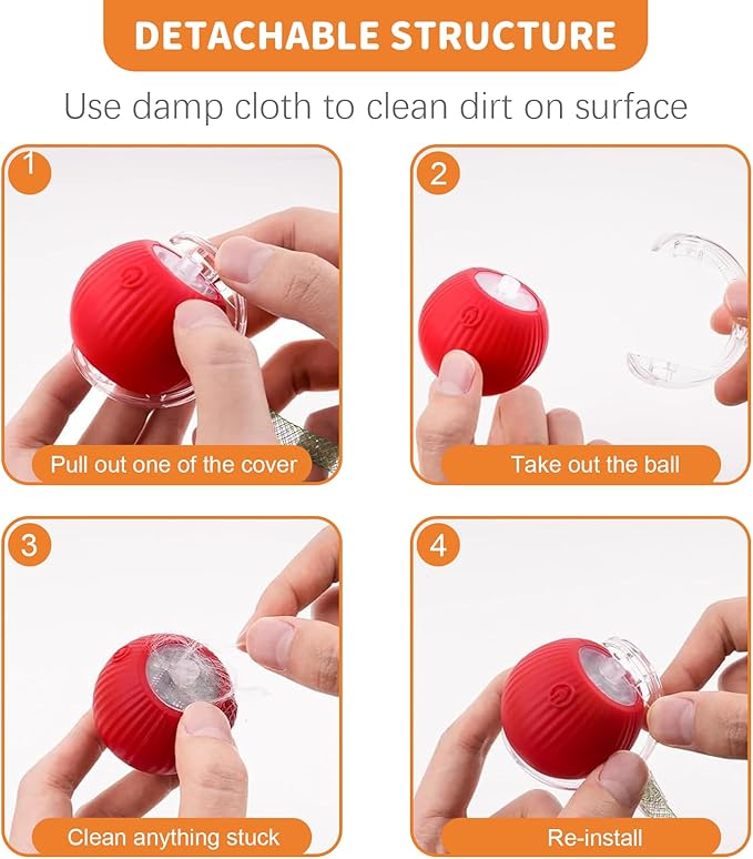 Interactive Cat Toys for Indoor Cats Smart Automatic Ball Rolling for Bored Kitten Pet Upgraded Speedy Moving Chase Dogs Toy Easter Gifts Red Dragonfly