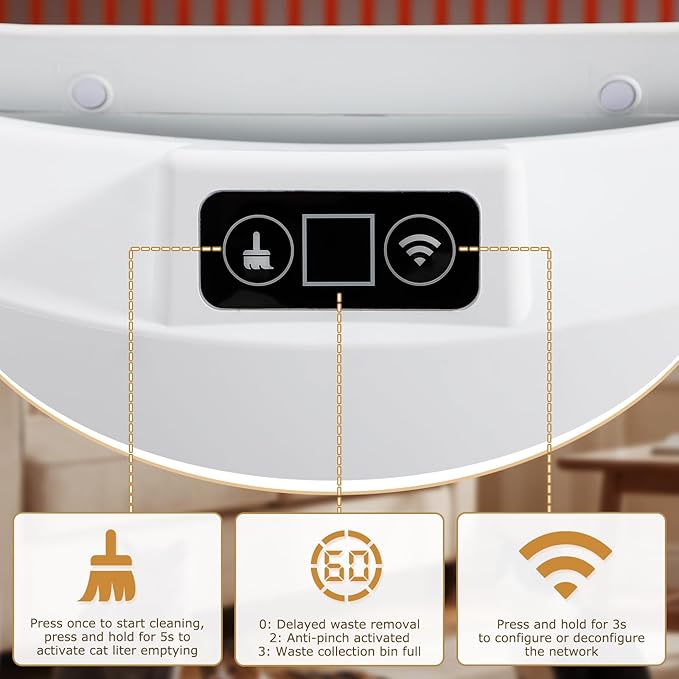 Self-Cleaning Cat Litter Box, Open-Top Automatic Litters Box for Multiple Cats, Smart Litter Boxs with App Control, Safety Sensors, Removable Washable Liner