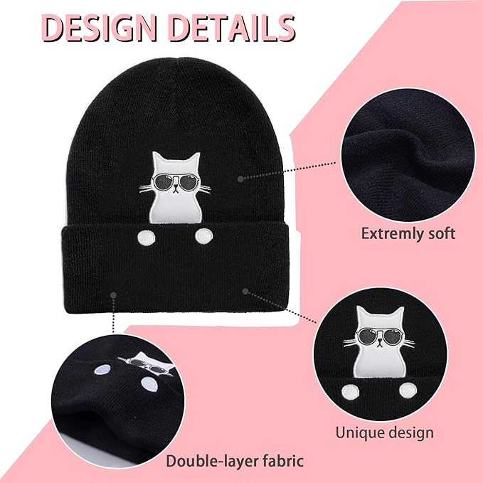 Winter Knitted Beanie Hat and Themed Scoks for Dog Cat Lover Gifts, Christmas Stocking Stuffers for Men Women