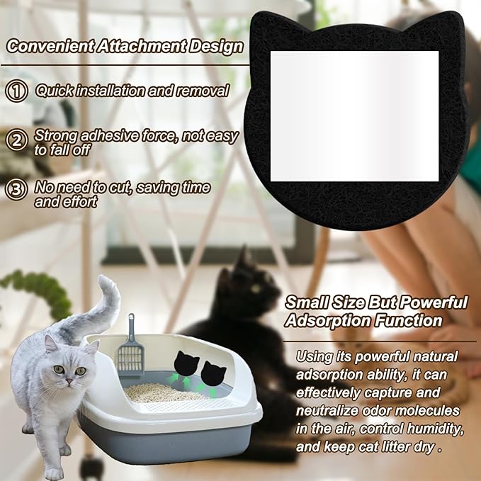12 Pack Cat Litter Box Filter Litter Stick-on Activated Cat Litter Box Filter Compatible with Most Cat Litter Box Universal Cat Litter Box Filters Replacement to Absorb Odors and Keep Dry