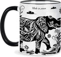 Elephant Gifts for Women, Elephant Mug 11Oz Mothers Day Birthday Gifts for Women, Black and White Boho Mug for Coffee, Tea and Milk, Ceramic Cup Microwave & Dishwasher Safe