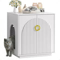 Large Cat Litter Box Enclosure for Self Cleaning Litter Box, 34.84" Tall Litter Boxes Furniture w/Outlets, Modern Cat House, Hidden Cat Litter Furniture for Living Room White