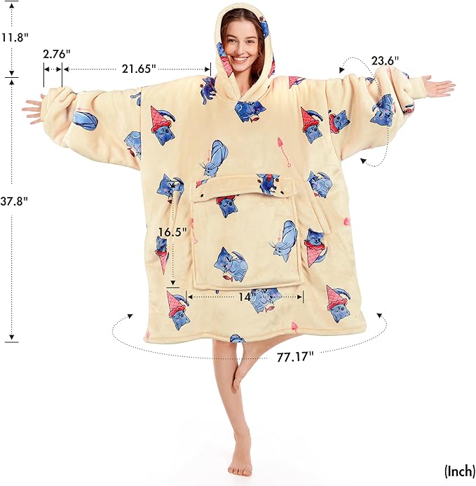 Narecte Cozy Oversized Blanket Hoodie Wearable Blanket Adults Soft Hooded Blanket Hoodie Birthday Gifts for Women Christmas