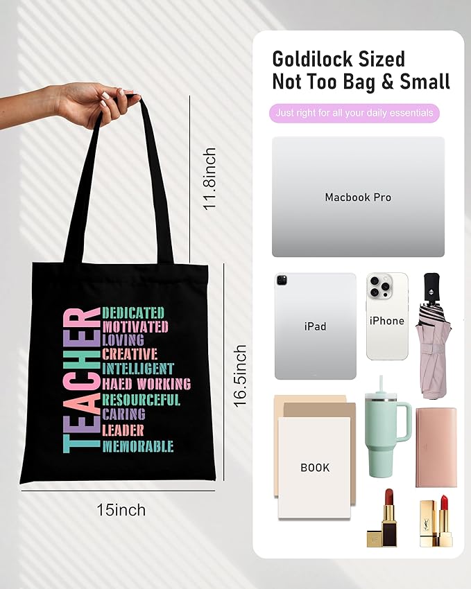DYALE Canvas Tote Bag Double-Sided Prints with Snap Closure, Cute Tote Bag with Pocket for Shopping, Library, Work, Travel