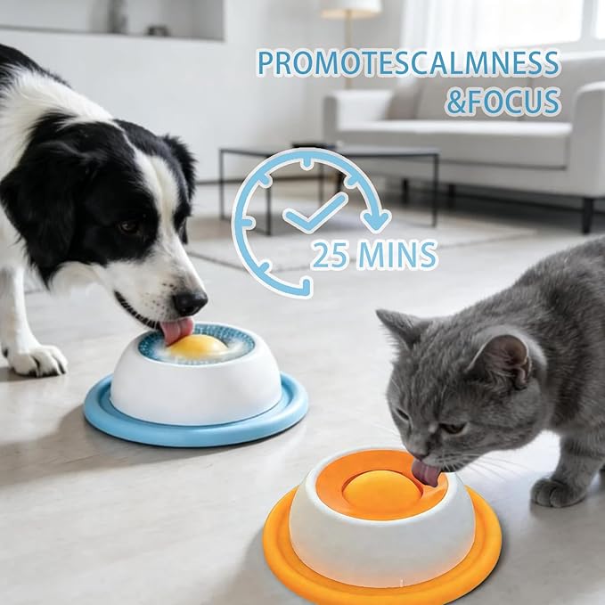 Slow Feeder Lick Ball & Bowl for Dogs & Cats, Anxiety Relief Treat Dispenser, Pet Enrichment Toy for All Breeds (for Dog)