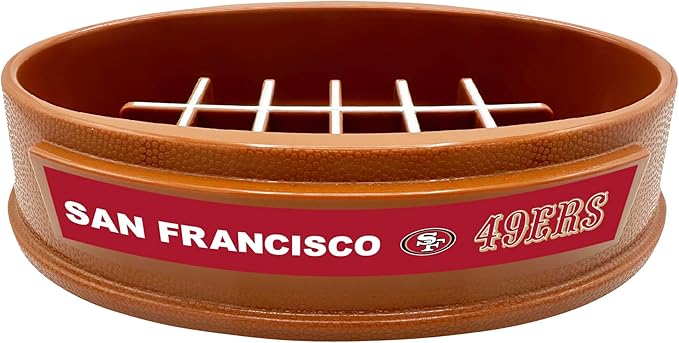 NFL Super-Bowl 49ERS Slow Feeder Dog & Cat Bowl. Football Design for Healthy Digestion. Non-Slip for Large & Small Pets
