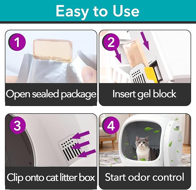 24 Pcs Cat Litter Deodorizer Compatible with Meowant MW-SC01/MW-SC02/MW-SC03/ MW-SC09 Self-Cleaning Cat Litter Box, Cat Toilet Odor Control Deodorant Gel