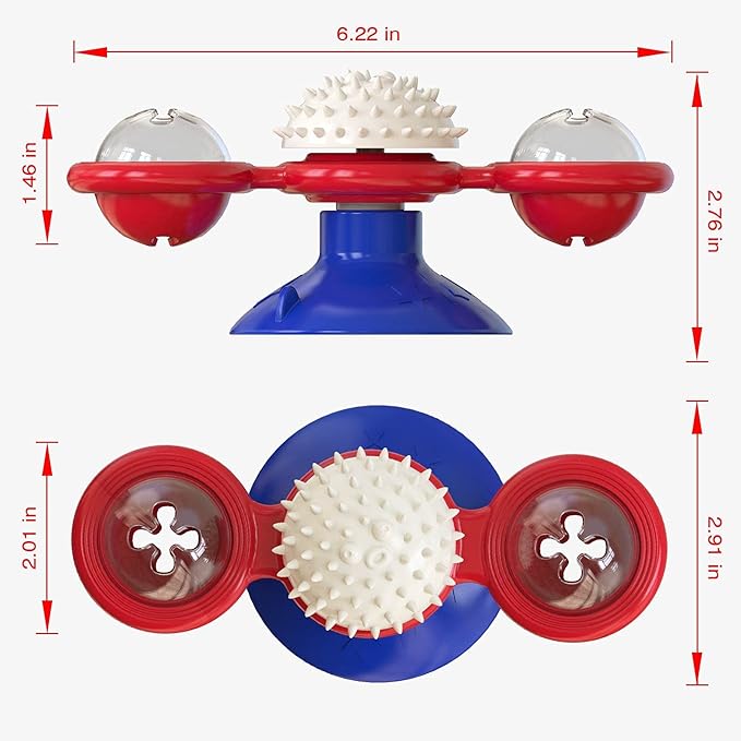 Interactive Windmill Cat Toys with Catnip : Cat Toys for Indoor Cats Funny Kitten Toys with LED Light Ball Suction Cup‖Cat Nip Toy for Cat chew Exercise (Multi-Colored)