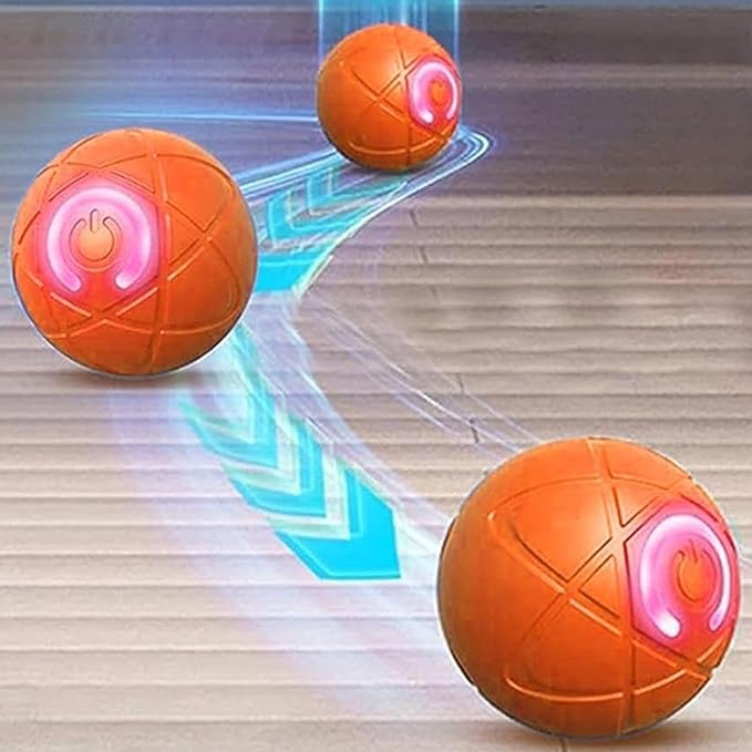 Interactive Cat Toy Ball - Automatic Cat Toy, USB Interactive Dog Ball Toy, Rolling Ball Dog Toy, Rechargeable Dog Interactive Toys Dog Ball with LED Light, Indoor Active Rolling Toys for Indoor Play