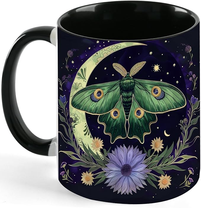 Moth Coffee Mug 11 OZ Ceramic Tea Cup Novelty Mugs Funny Coffee Cups with Handle