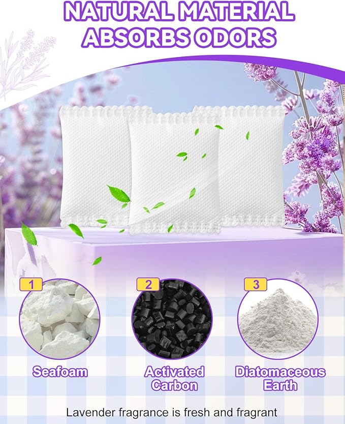 Universal Cat Litter Box Odor Eliminator Refills, Deodorizer Refills fit for Hooded Cat Litter Box, Compatible with Traditional Litter Boxes, 8 Pack - Lavender Scent