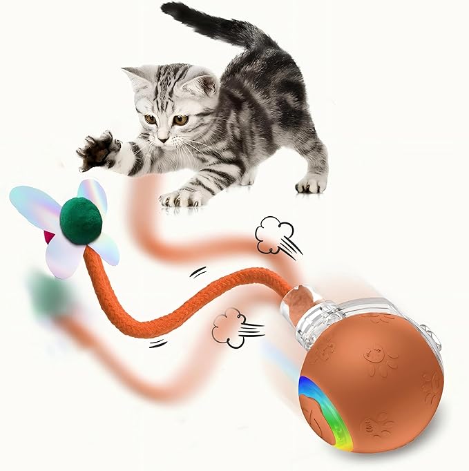 2026 Newly Upgraded Version 3.0 Cat Toys, Cool Intelligent Interactive Cat Ball for Indoor Bored Cats, Automatic Rolling Ball 3.0 Puzzle Toy, Electronic Rolling Pet Chase (Orange-1 pcs)