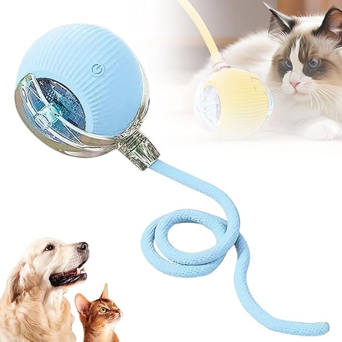 2026 Interactive Rolling Cat Dog Ball Toy – Smart Automatic Self-Moving Pet Toy, Upgraded Smart Automatic Electric Dog Ball for Bored Cats and Dogs (Blue)